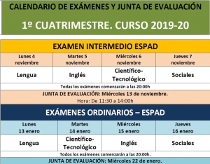 Calendario de Exámenes del 1ª Cuatrimestre - ALMANSA 2019/20