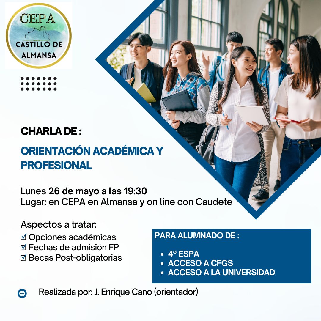 Realización de Charla de Orientación Académica y Profesional, realizada por J Enrique Cano , orientador del CEPA